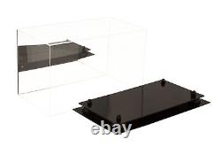 Versatile Acrylic Display Case Box with Black Risers & Mirror 15x8x9(A013)