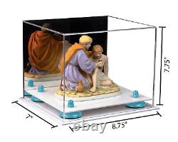 Versatile Acrylic Display Case-Box with Mirror, Blue Risers & White Base (A006)