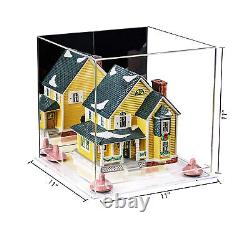 Versatile Acrylic Display Case-Box with Mirror, Pink Risers & Clear Base (A001)