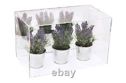 Versatile Acrylic Display Case Box with Silver Risers & Mirror 14x8x8.5(A011)