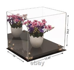 Versatile Acrylic Display Case-Box withGold Risers & Mirror 12.25x10x10.5(A012-GR)