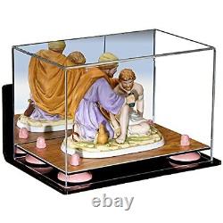 Versatile Acrylic Mirrored -Box with Pink Risers, Wall Mount & Wood Base (A005)