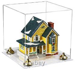 Versatile Clear Acrylic Display Case-Box w /Gold Risers & Clear Base (A001)