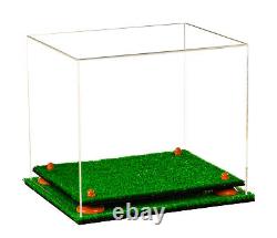 Versatile Clear Acrylic Display Case-Box with Orange Risers & Turf Base (A012)