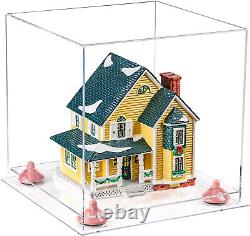 Versatile Clear Acrylic Display Case-Box with Pink Risers & Clear Base (A001)