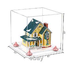 Versatile Clear Acrylic Display Case-Box with Pink Risers & Clear Base (A001)
