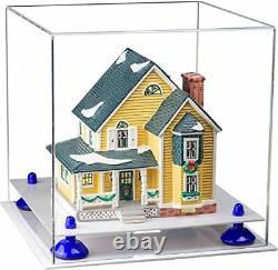 Versatile Clear Display Case-Square Box with Navy Blue Risers & White Base (A001)