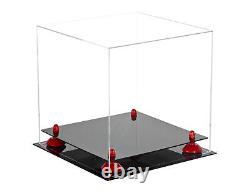 Versatile Deluxe Clear Acrylic Display Case Box w /Red Risers 11x11 x11(A001)