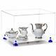 Versatile Display Case-Box with Clear, Navy Blue Risers & White Base (V60/A014)