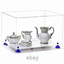 Versatile Display Case-Box with Clear, Navy Blue Risers & White Base (V60/A014)
