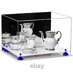 Versatile Display Case -Box with Mirror Case, Navy Blue Risers & White Base (A014)