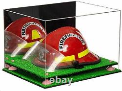 Versatile Display Case Box with Mirror Case, Pink Risers & Turf Base (A014)