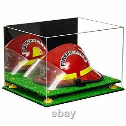 Versatile Display Case -Box with Mirror Case, Yellow Risers and Turf Base(A014)