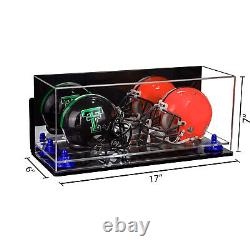 Versatile Display Case-Box with Mirror, Dark Blue Risers, Wall Mount & Clear (A019)