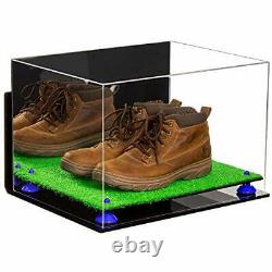 Versatile Display Case-Box with Mirror, Navy Blue Risers, Wall Mount & Turf (A014)