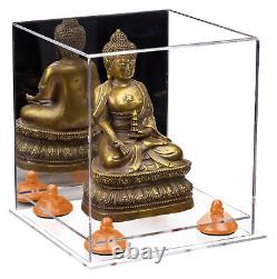 Versatile Display Case-Box with Mirror, Orange Risers & Clear Base(A015)