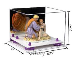 Versatile Display Case-Box with Mirror, Purple Risers & White Base (A006)