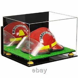 Versatile Display Case-Box with Mirror, Yellow Risers, Wall Mount & Turf Base (A014)