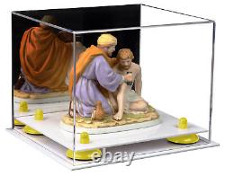 Versatile Display Case-Box with Mirror, Yellow Risers & White Base (A006)