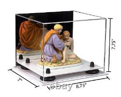 Versatile Display Case-Rectangle Box with Mirror, Black Risers & White Base (A006)