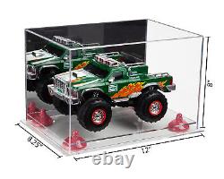 Versatile Display Case-Rectangle Box with Mirror, Pink Risers & Clear Base (A004)