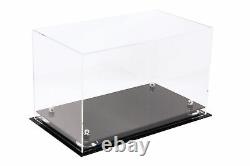 VersatileClear Acrylic Display Case Rectangle Box withSilverRisers14x8x8.5(A011)