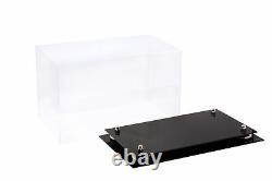 VersatileClear Acrylic Display Case Rectangle Box withSilverRisers14x8x8.5(A011)
