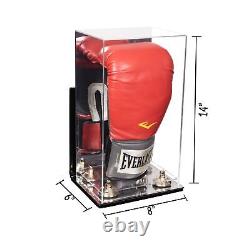 Vertical Boxing Glove Display Case with Mirror, Gold Risers, WithM & MirrorBase A092