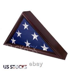 Veteran 5×9 In Memorial Flag Display Case Solid Wooden Shadow Box Cherry Finish
