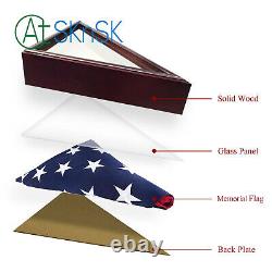 Veteran 5×9 In Memorial Flag Display Case Solid Wooden Shadow Box Cherry Finish
