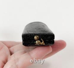 Victorian Jewelry Box Velvet Stickpin Pin Display Leather Old Case Vtg Antique