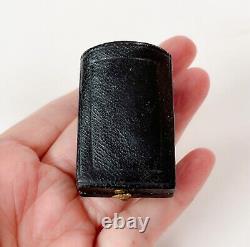 Victorian Jewelry Box Velvet Stickpin Pin Display Leather Old Case Vtg Antique