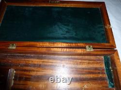 Vintage Antique Wooden Pistol Handmade Display Case. 16x8x4, Green Velvet