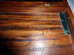 Vintage Antique Wooden Pistol Handmade Display Case. 16x8x4, Green Velvet