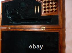 Vintage Antique Wooden Pistol Handmade Display Case. 16x8x4, Green Velvet