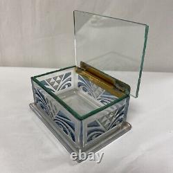 Vintage Art Deco Etched Glass Hinged Cigar Cigarette Box Display Case