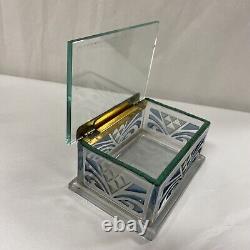 Vintage Art Deco Etched Glass Hinged Cigar Cigarette Box Display Case