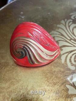 Vintage Art Deco Red Gold Celluloid Presentation Ring Box