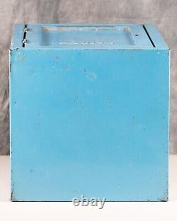 Vintage Blue Metal Cake Storage Cabinet Counter Safe Box Tin Display Case Cakes