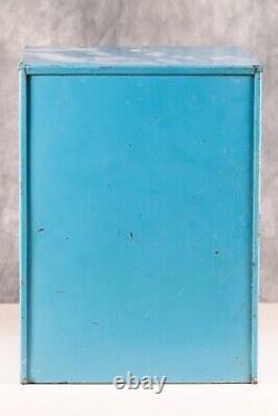 Vintage Blue Metal Cake Storage Cabinet Counter Safe Box Tin Display Case Cakes