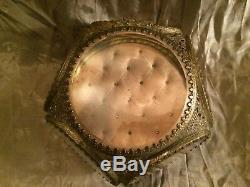 Vintage Brass Ormolu Beveled Glass Jewelry Box Display Curio Case 5 Sided