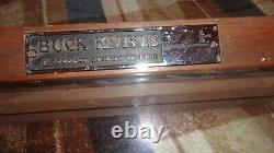 Vintage Buck Knife Tabletop Counter Advertising Wood Glass Display Case