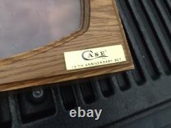 Vintage CASE XX Wood Glass Display Box STAG 1980 75th Anniversary Canoe Set