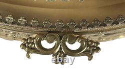 Vintage Glass Top Daisy Filigree Jewelry Box Display Case 24 KT Gold Plated Oval