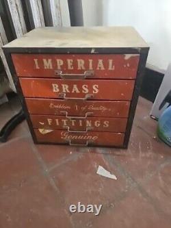 Vintage Imperial Brass Fittings Metal Display Case Storage Cabinet 5 Drawers