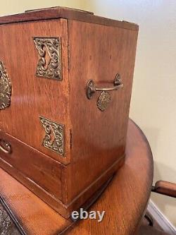 Vintage Jewelry Case Brass Trimmed