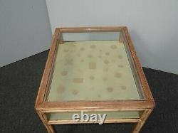 Vintage Mid Century Modern Bamboo Shadow Box End Table by McGuire Display Case