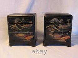Vintage Miniature Tansu Boxes, Jewelry Or Collector Display Cases, Japanese