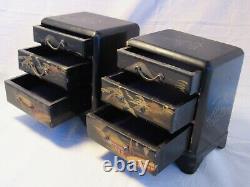 Vintage Miniature Tansu Boxes, Jewelry Or Collector Display Cases, Japanese