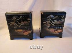 Vintage Miniature Tansu Boxes, Jewelry Or Collector Display Cases, Japanese